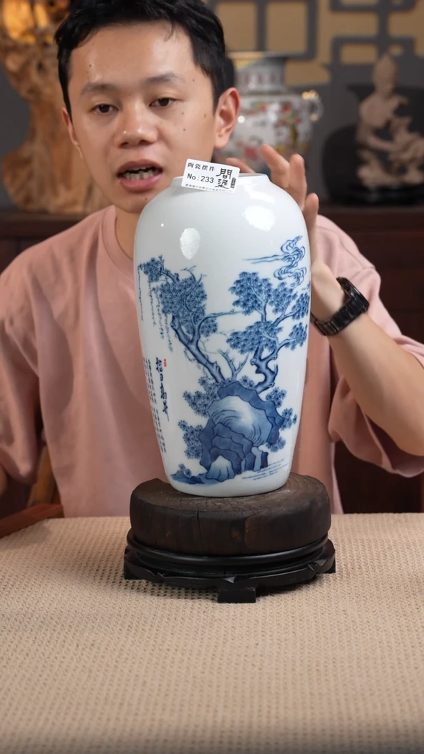 摆件WN问泥景德镇陶瓷花瓶摆件