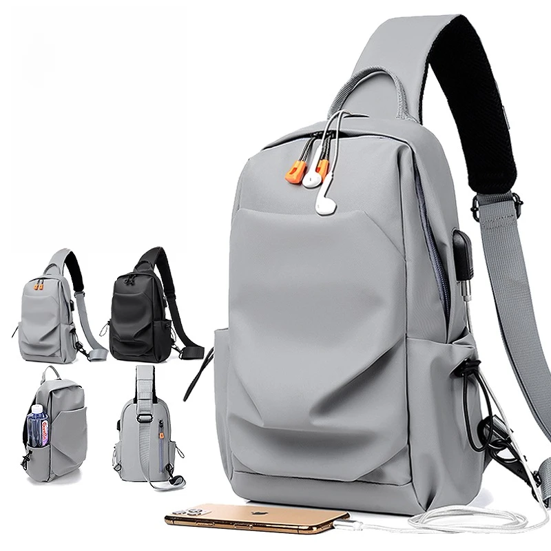 大容量斜挎包男潮男士胸包休闲斜跨防水小背包男轻便户外旅行小包