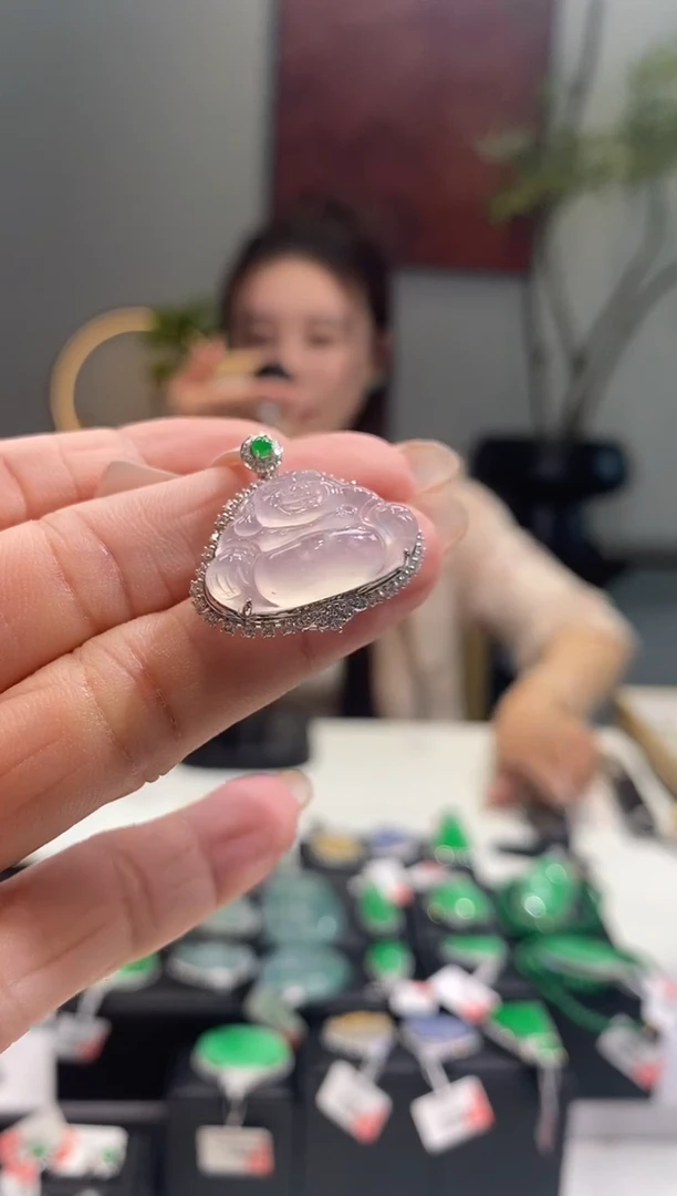翡翠18K金镶嵌吊坠(不含链)佛公