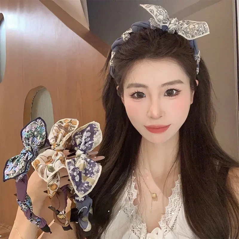 编织百搭齿梳发箍女外出高颅顶网红发卡头箍甜美优雅蝴蝶结头饰