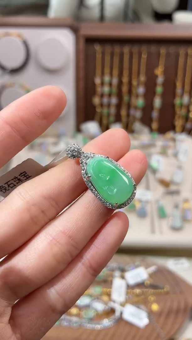 吊坠(不含链)银S925镶嵌翡翠吊坠