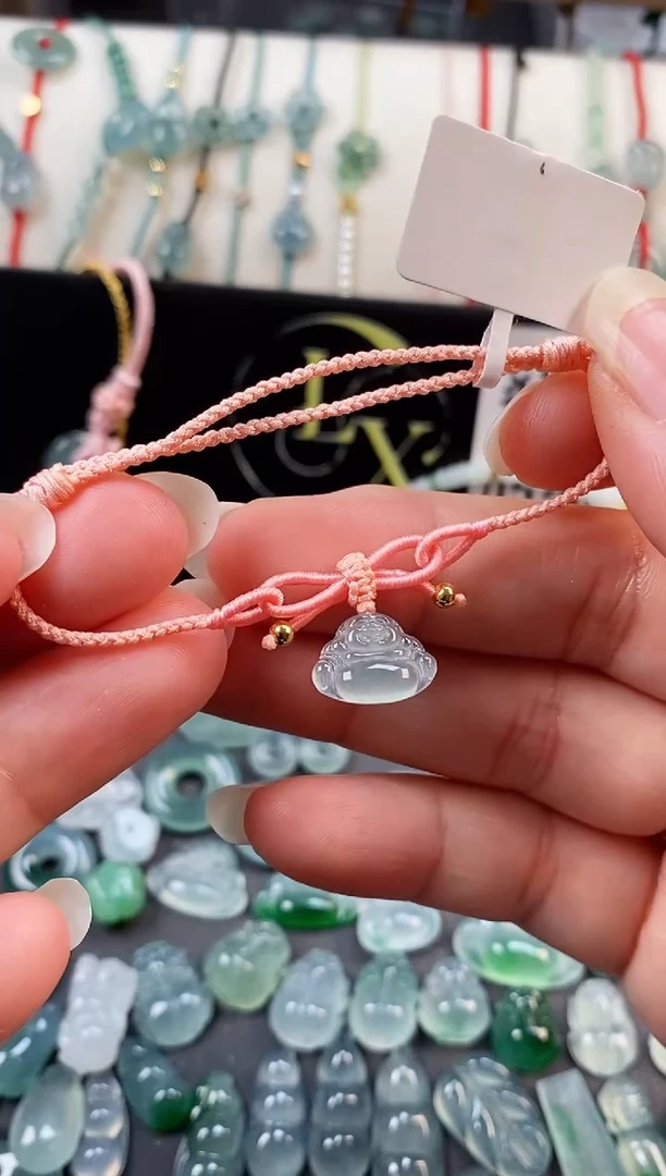 翡翠散珠佛公手绳 手围15