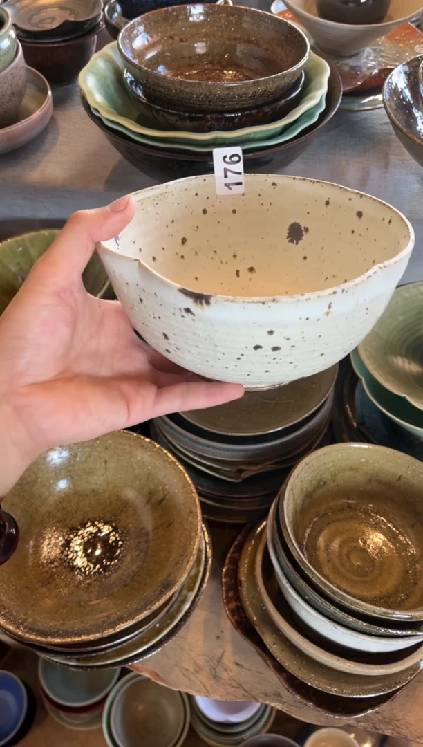 【闪购商品】瓷片176  粗陶白麻点手工碗1个