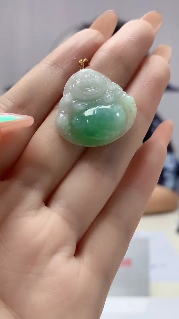 【闪购商品】定制翡翠18K金镶嵌4688DD-毛货挂件182