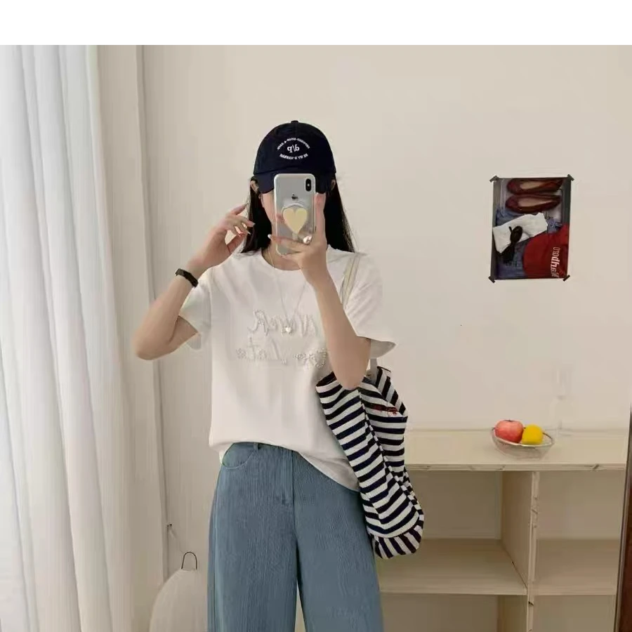 乔家女士时尚钉珠短袖