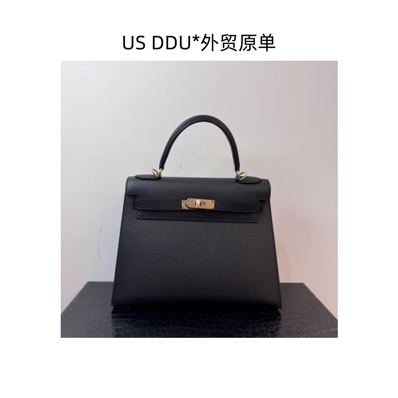 A185 黑色金扣凯莉28外缝EP皮手提包1233/D014