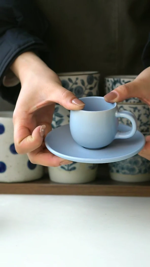 【闪购商品】陶瓷微瑕Tiffany蓝咖啡杯碟@4-2@