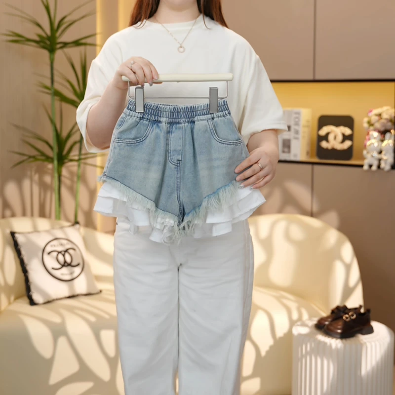 【糖宝魔豆】女童牛仔短裤2025新款夏装外穿女孩裤裙百搭时髦裤子潮