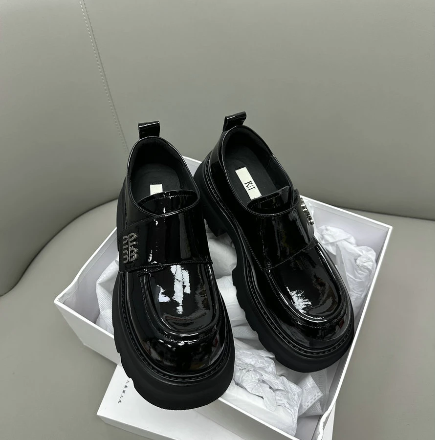 欧货2025春季新款魔术贴增高厚底百搭款乐福鞋