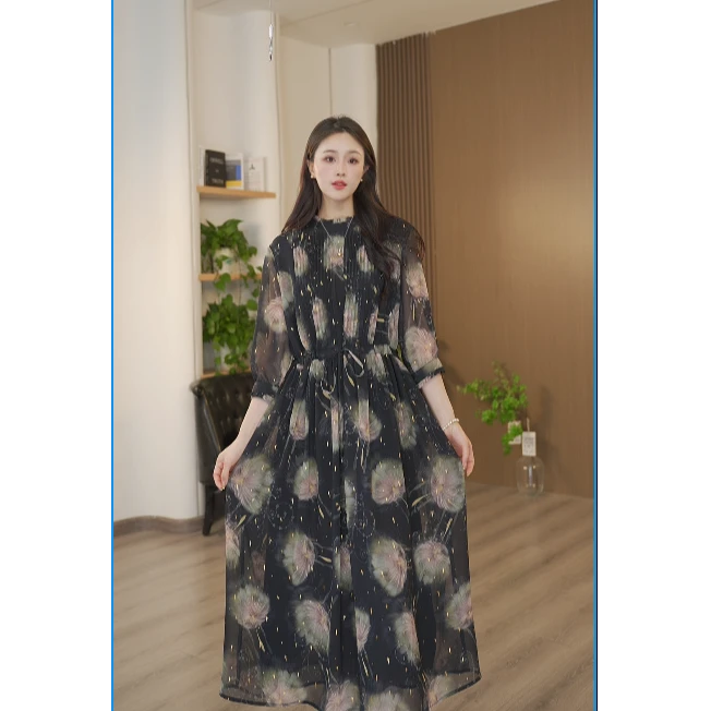 【合欢花开】2025夏季新款时尚连衣裙收腰显瘦气质连衣裙8303