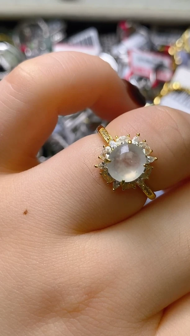 银S925镶嵌戒指翡翠百内无证书