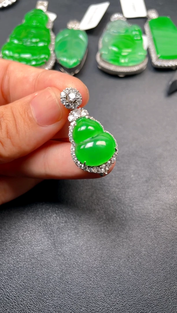 吊坠(不含链)银S925镶嵌翡翠吊坠