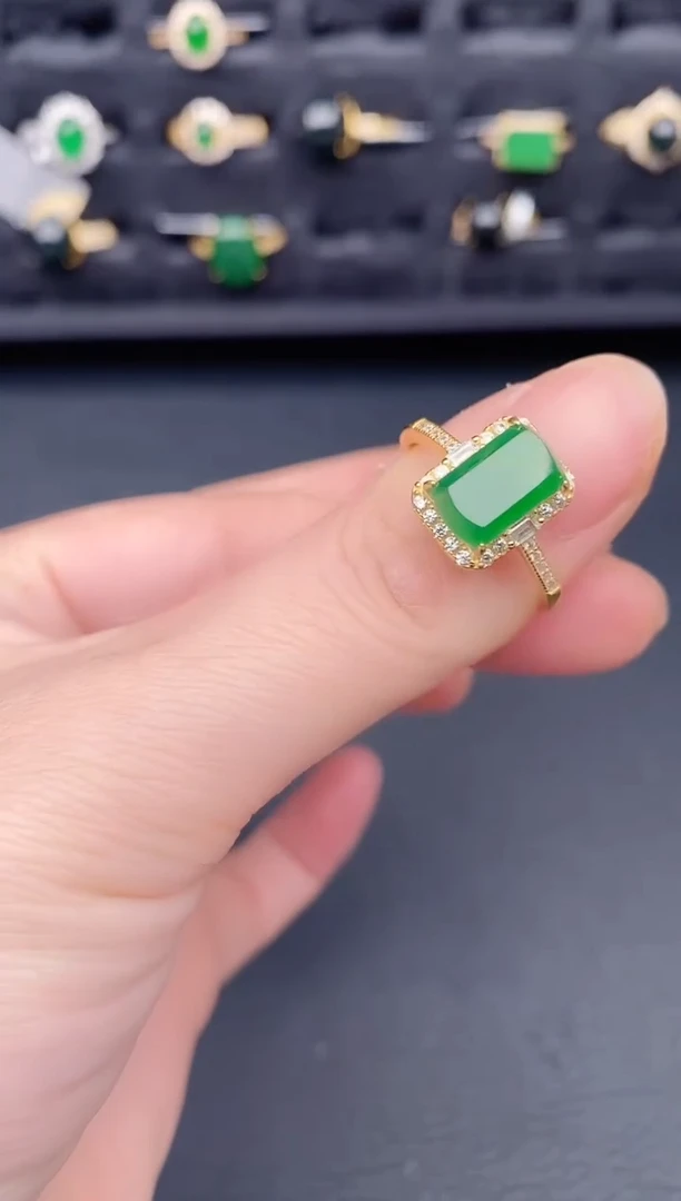 银S925镶嵌戒指翡翠天然a货翡翠191