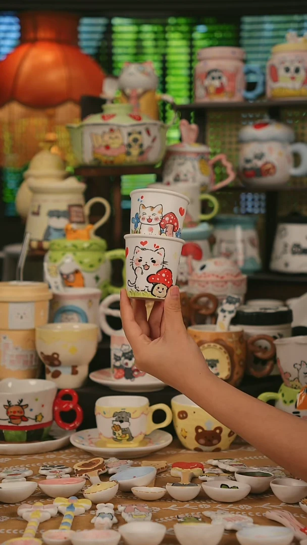 陶瓷无盖款景德镇时光绘馆 创意手绘高温釉下彩陶瓷