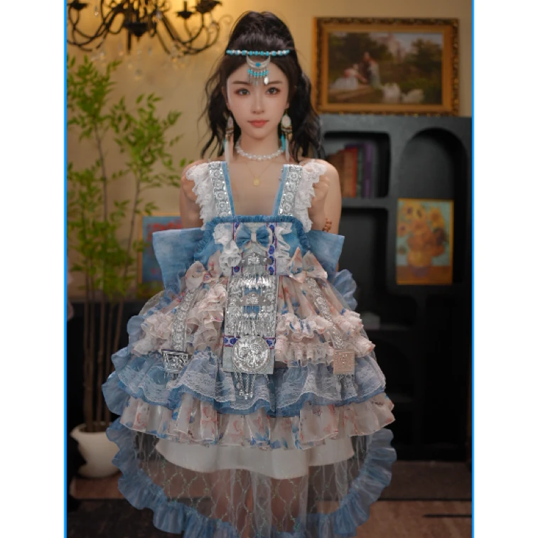 AODUOSEN/奥多森夏季新款高端定制苗疆女童洛丽塔汉服连衣裙