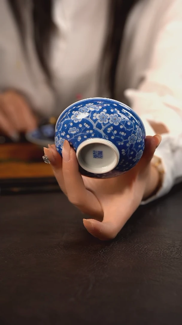 杯聚澜堂蓝地冰梅炉式杯