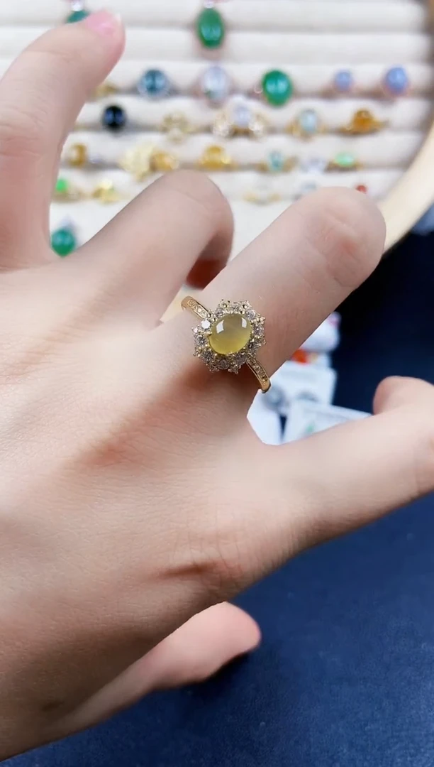 翡翠戒指银S925镶嵌45689