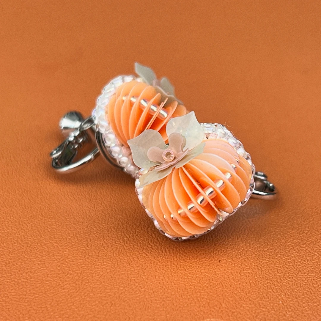 SUIYIDA/隋宜达 非金属布艺耳饰 佳冉工坊 柿柿如意耳夹耳针百搭