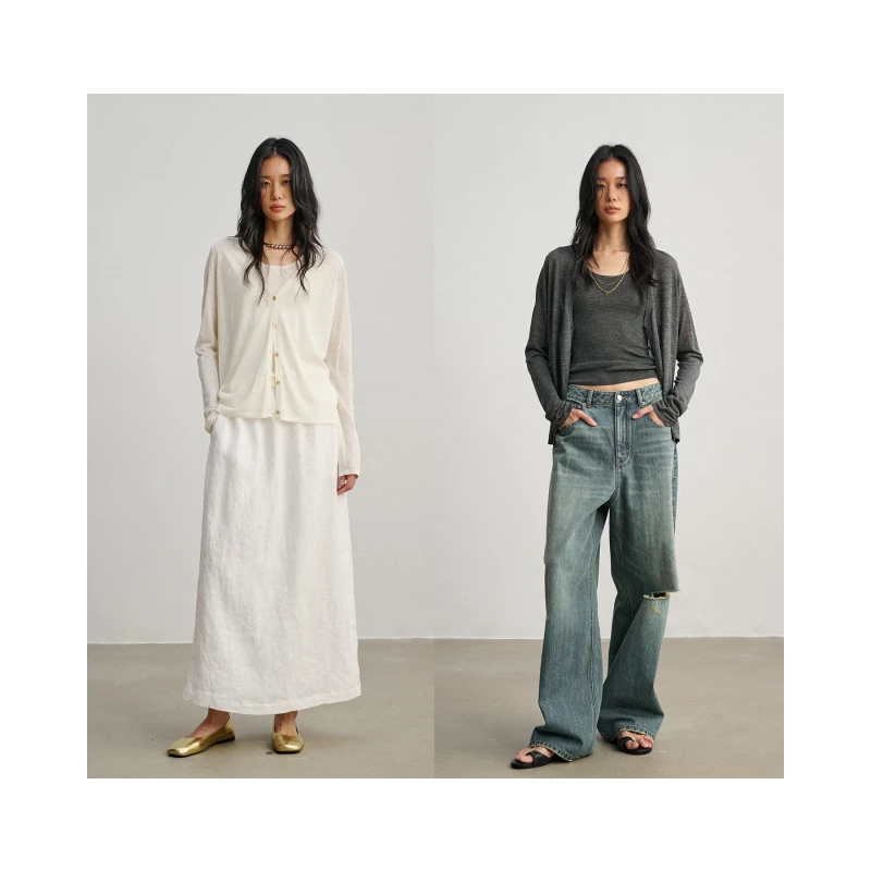 Ayuko｜自然吸氧1号柞丝时髦通勤轻薄显瘦真丝背心/开衫0700-BC