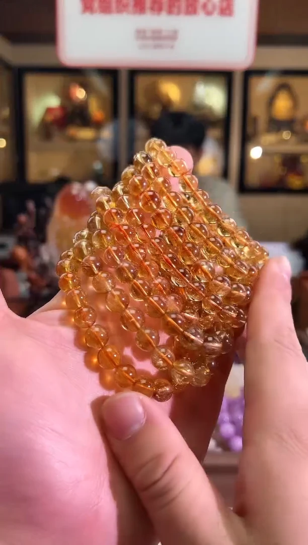 未镶嵌手链水晶9mm±暴力黄塔晶（多样性发一）