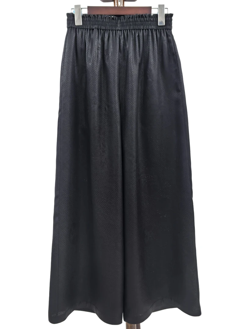 寨优袡【30037.1】桑蚕丝花罗不易皱百搭阔腿裤