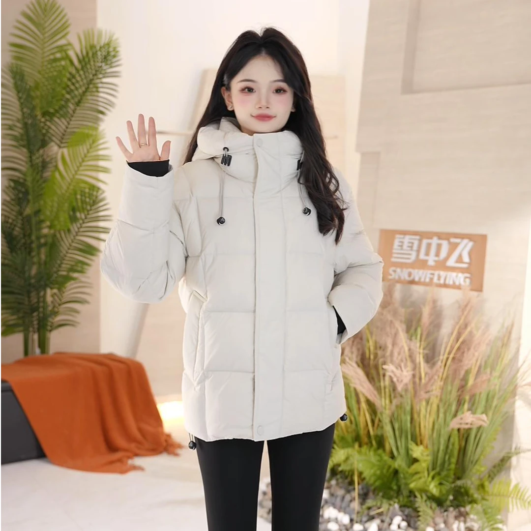 雪中飞羽绒服男女秋冬新款连帽休闲纯色时尚百搭加厚保暖羽绒外套