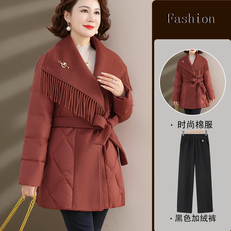 妈妈棉袄加绒加厚冬季外套中老年人女装棉衣洋气40到50岁羽绒棉服