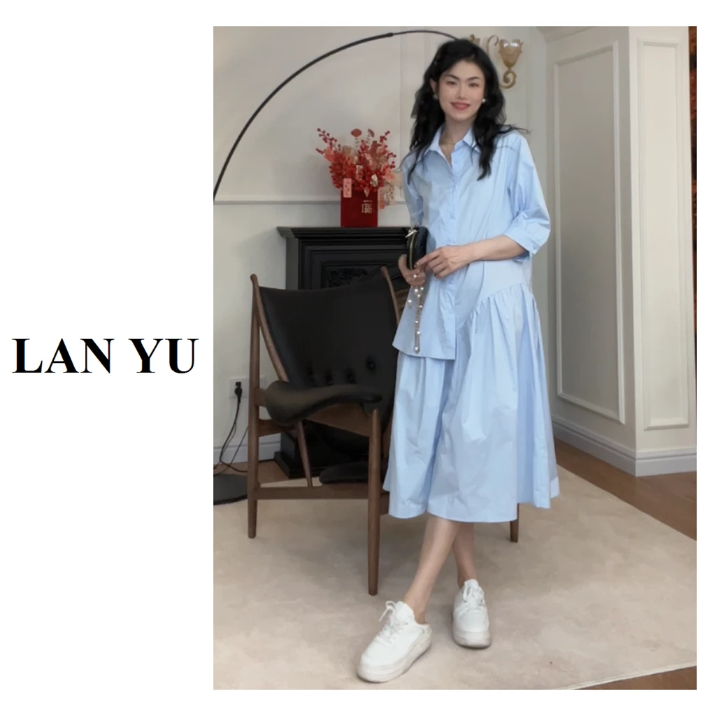 【春游】不规则设计感连衣裙春夏季新款文艺极简风中长款衬衫裙LY