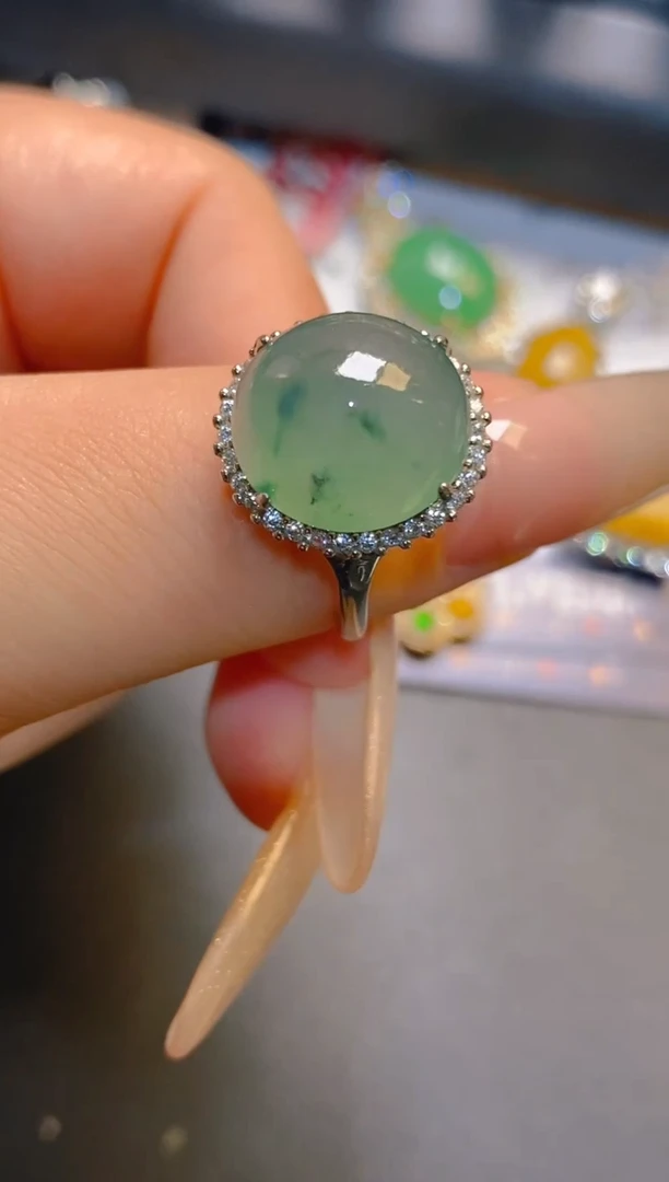 翡翠银S925镶嵌耳饰天然