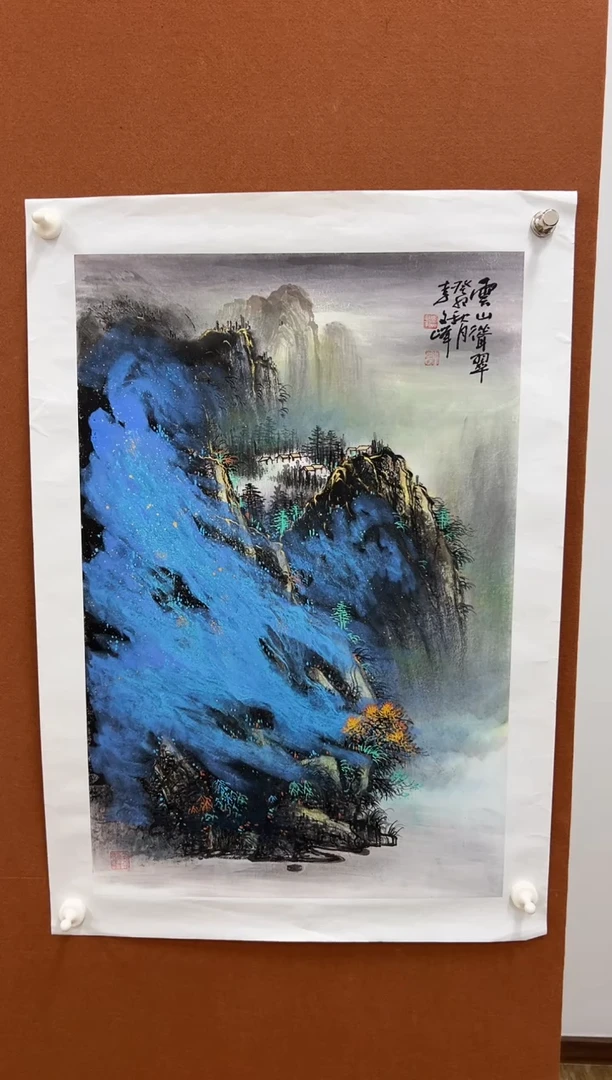 国画李文峰四尺三开泼彩