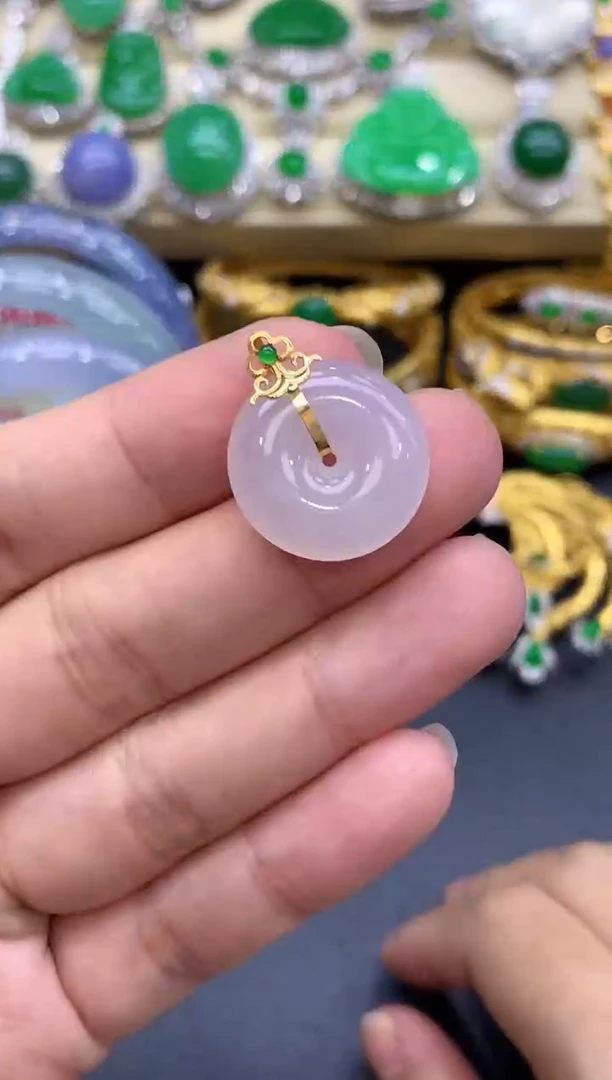 颈饰18K金镶嵌翡翠190-中国好珍宝