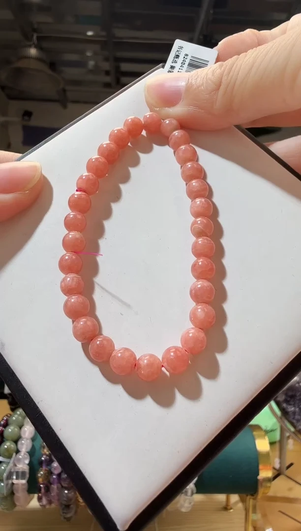 未镶嵌菱锰矿（红纹石）手链优3332 约6mm