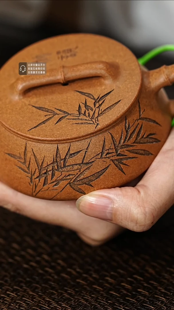 茶壶紫砂紫砂茶壶刻绘石瓢