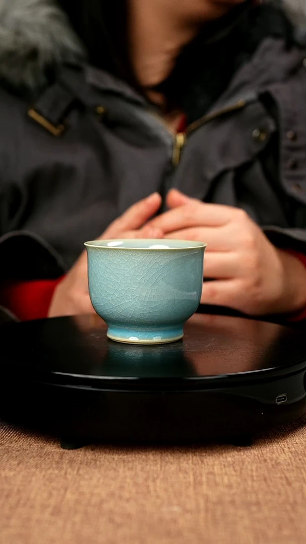 【闪购商品】一级品原矿汝瓷仿古釉问青杯
