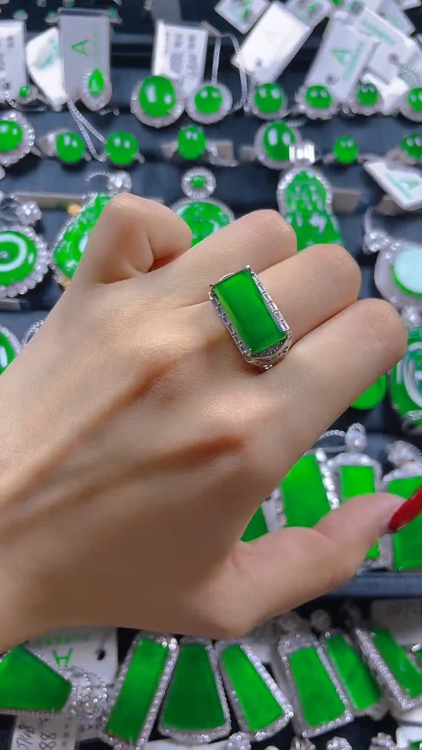 翡翠戒指银S925镶嵌11