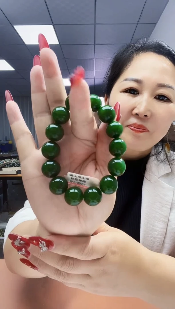 手串未镶嵌和田玉纯天然和田玉俄碧菠菜绿16有矿点