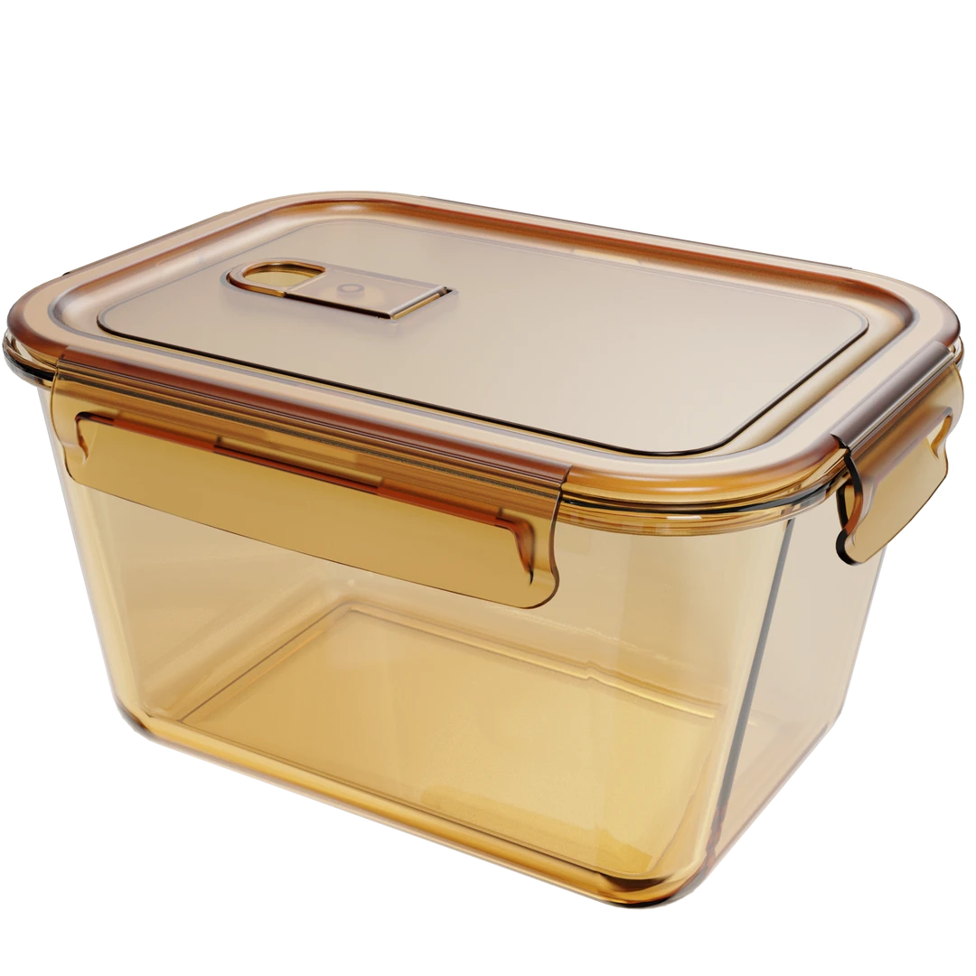 明尚德琥珀色2L保鲜盒耐高温玻璃储物罐保鲜饭盒