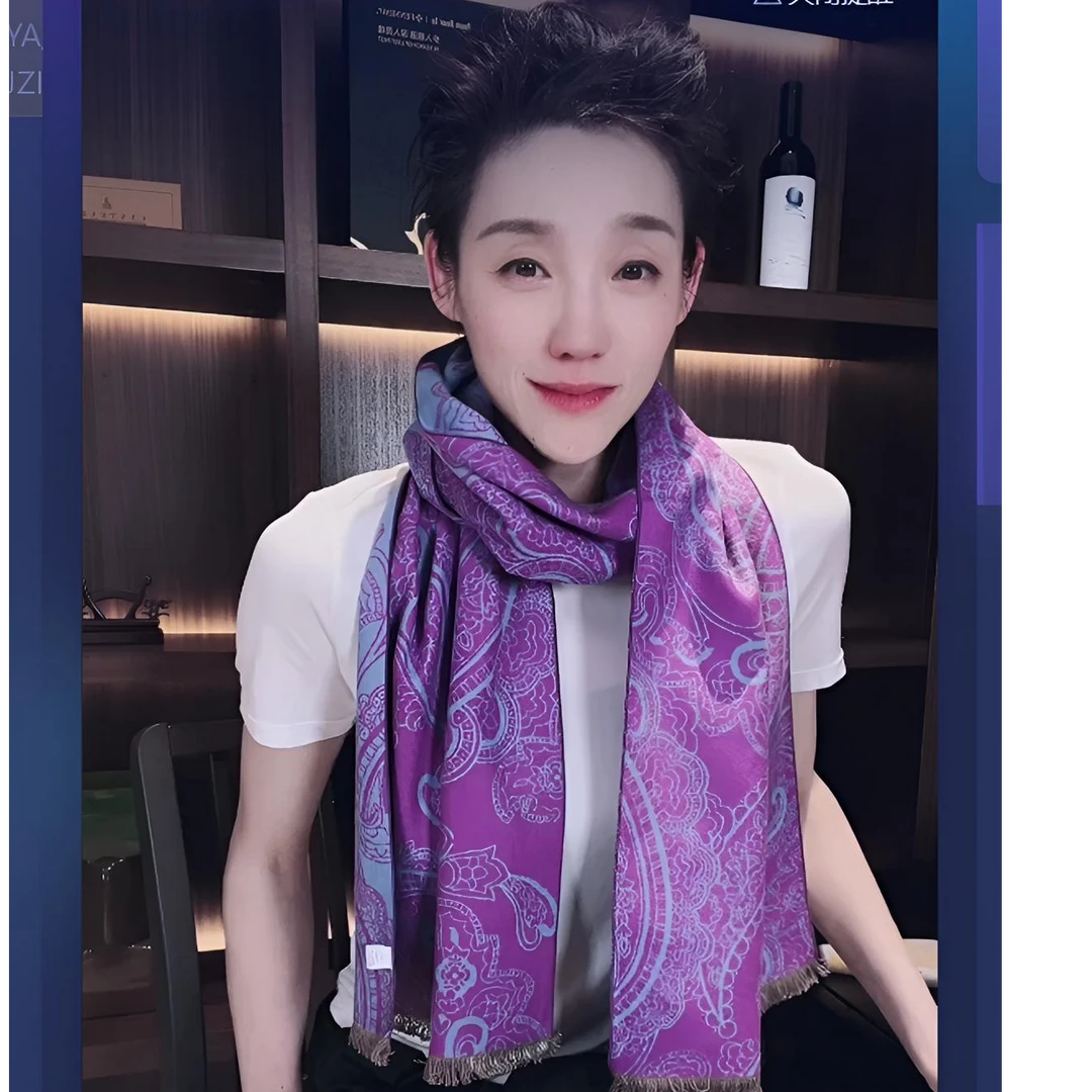 紫气东来 腰果花 桑蚕丝 围巾 WJ0123