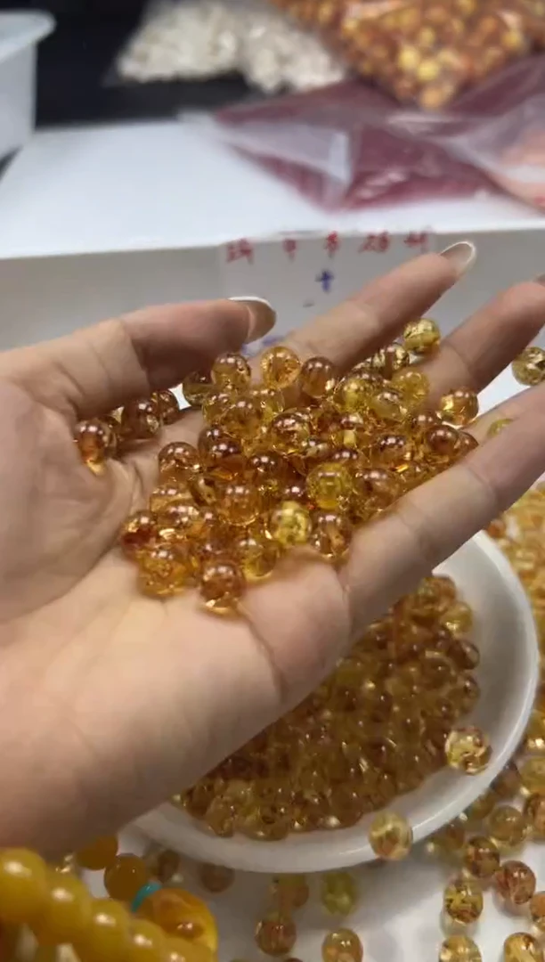 未镶嵌颈饰蜜蜡w93花珀8mm*25颗