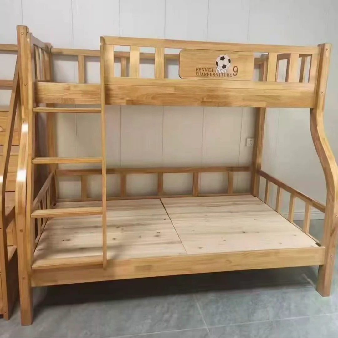 极简风双层床原木高低床子母床床子实木床公寓上下铺