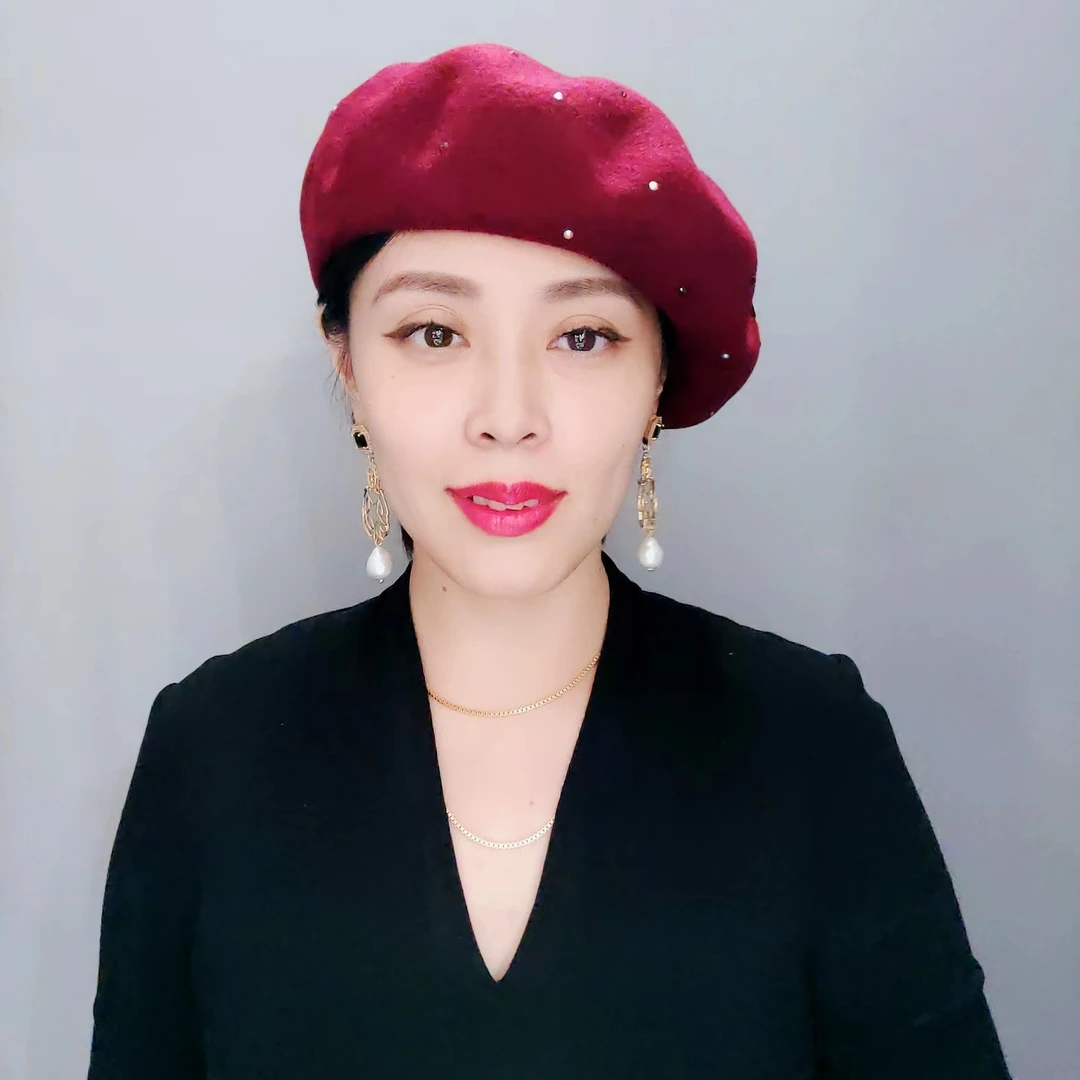 TIME CROSS高阶版.进口品牌.绵羊毛超轻亮钻贝雷帽.木川针织出品