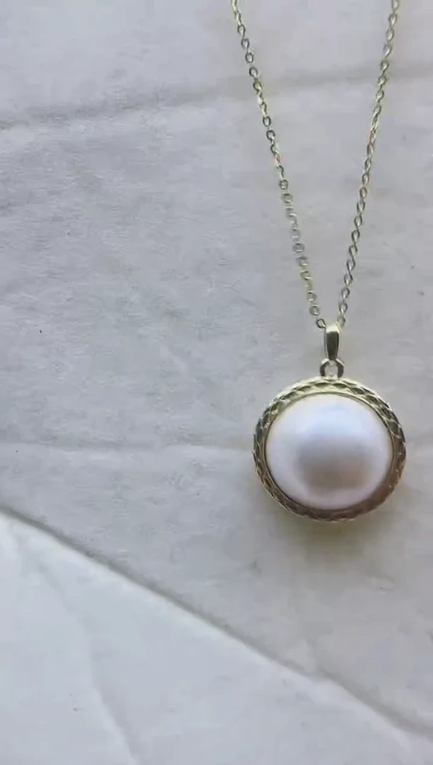 【闪购商品】拼合珍珠（马贝珠）吊坠(赠链)银S925镶嵌马贝珍珠吊坠