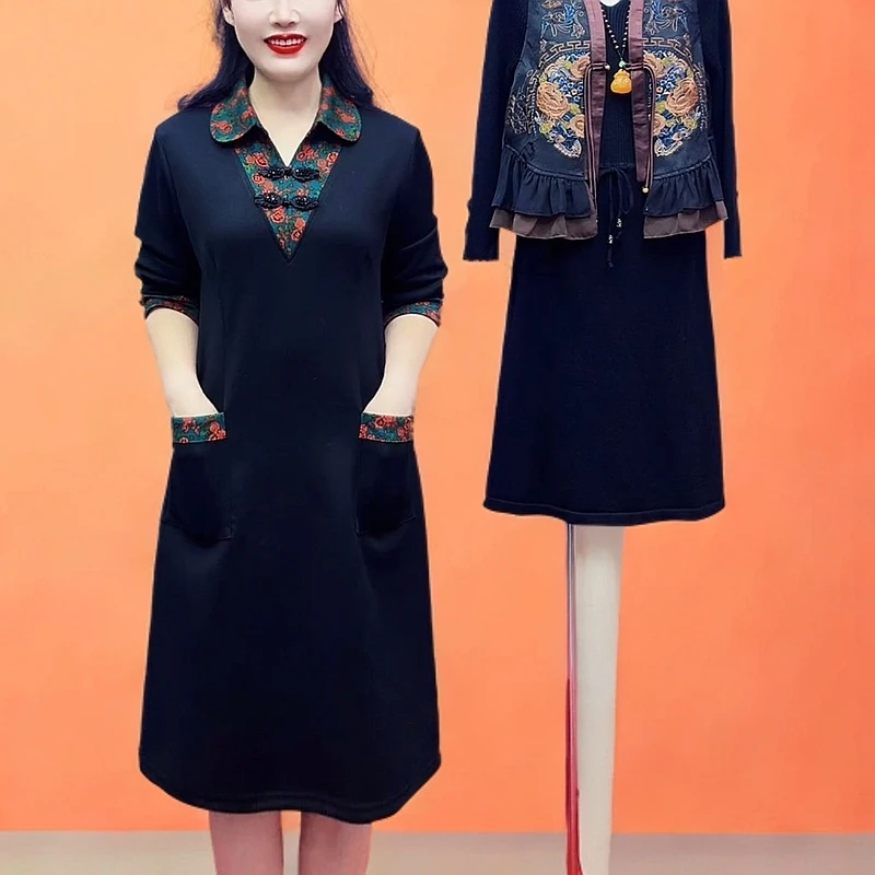 春季新款洋气减龄时尚显瘦妈妈装连衣裙