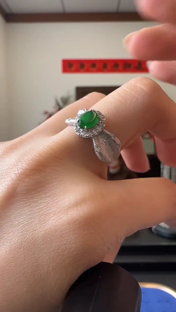 【闪购商品】翡翠戒指银S925镶嵌银镶