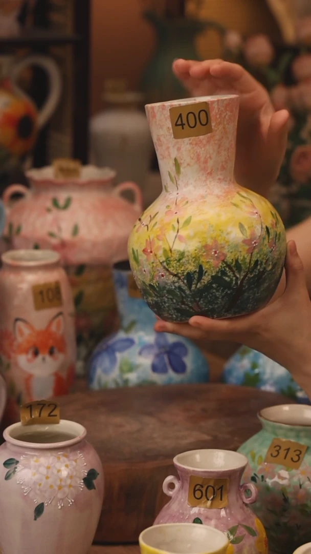 陶瓷400景德镇设计师手作花器摆件侘寂风