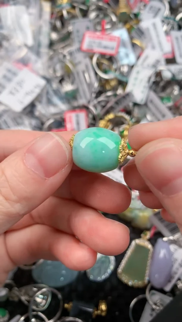 银S925镶嵌戒指翡翠222---2