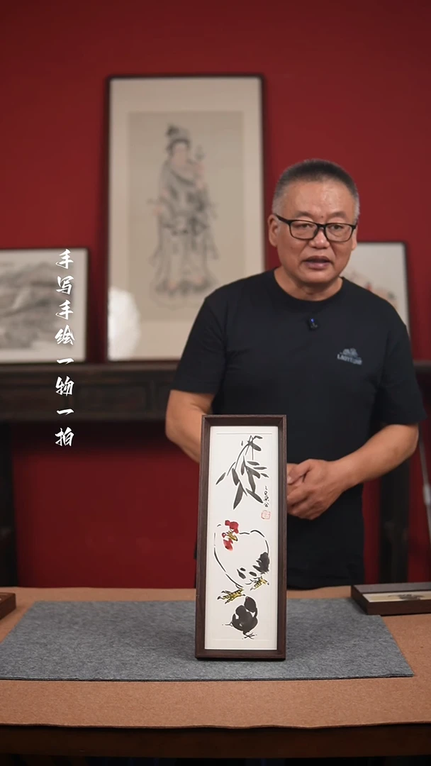 国画手绘-15*42摆台花鸟