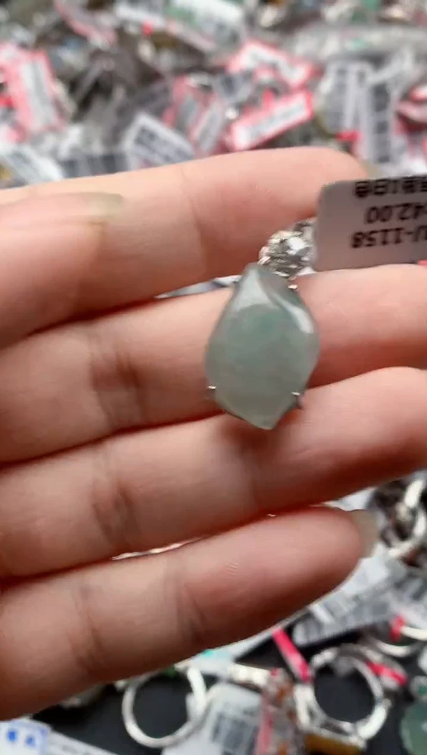 银S925镶嵌戒指翡翠天然A货缅甸翡翠