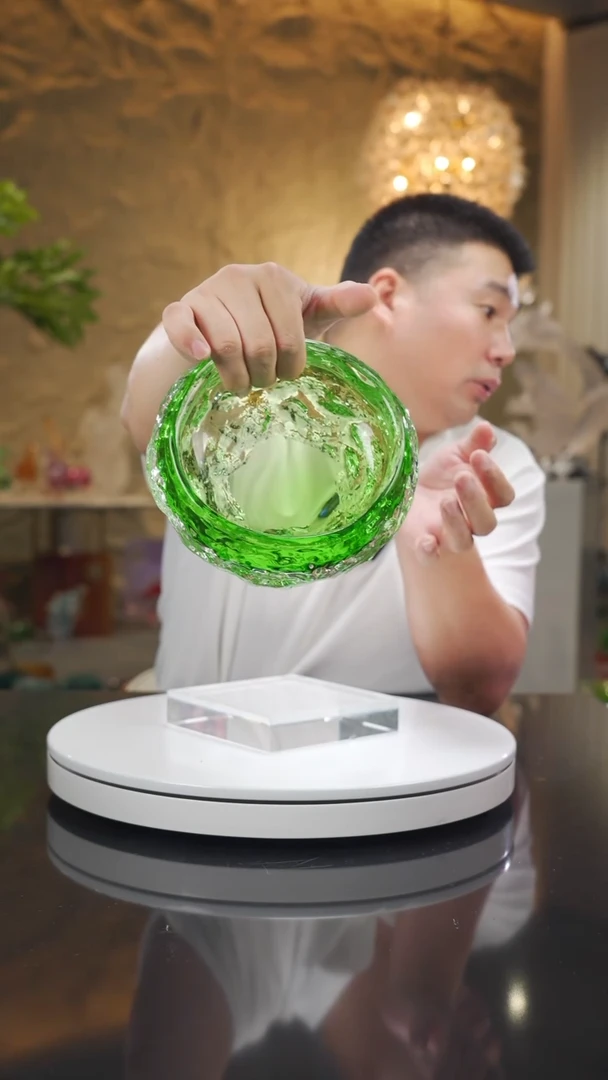 琉璃手工艺品福利绿色水波纹果碗烟灰缸