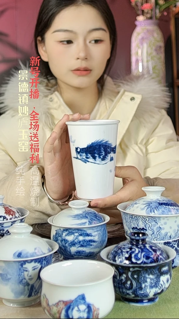 盘陶妙庐玉窑可乐杯微瑕